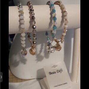 4pc from Greece coral glass beaded nautical BRACELETS NW lt1020env HAND MADE